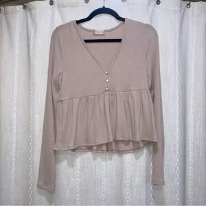 altar’d state tan ribbed long sleeve